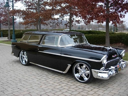 '55 Chevy Nomad - black, custom, chevy, nomad, chevrolet, antique, car, classic, 55, 1955