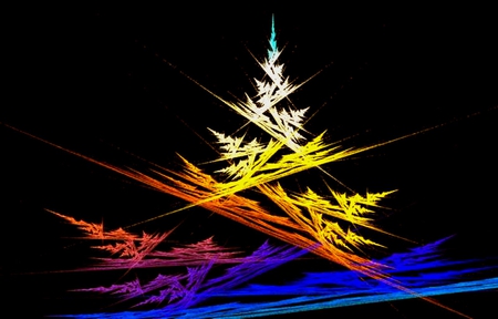 Tree - white, fractal, yellow, graphics, blue, tree, black, cg