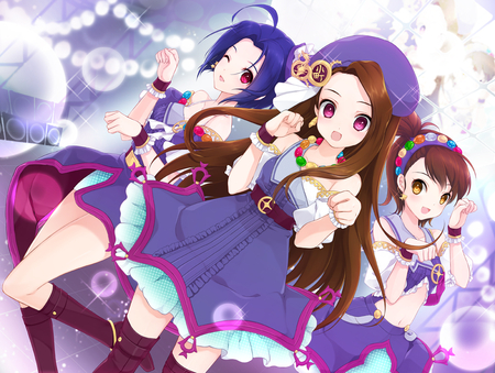 Ami Futami, Iori Minase, & Azusa Miura - hat, anime, dress, iori minase, azusa miura, ami futami, long hair, girls, short hair