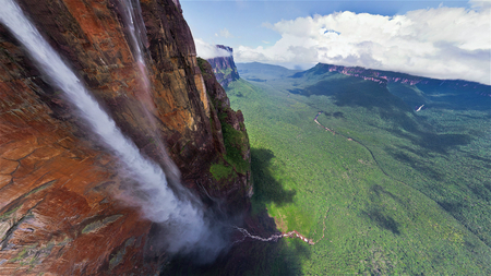 high falls - clouds, water, nature, waterfall, photography, mountain, sky