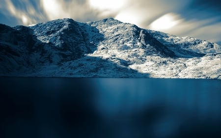 blue lake mountain - lake, water, blue, mountain