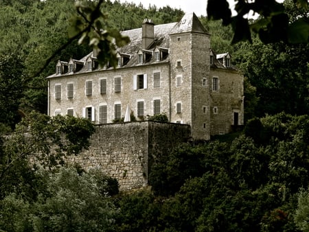 Unknown château - dordogne, chateau, france, castle, residence, river, medieval