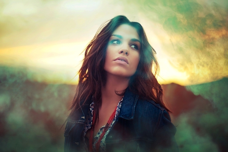 contemplating - woman, pretty, female, photography, brunette, model