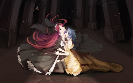 Mahou Shoujo Madoka Magica - woman, hot, vampire, painting, cgi, sorceress, art, pretty, anime, mahou, sexy, girl, drawing, shoujo, magica, beautiful, digital, madoka, dress