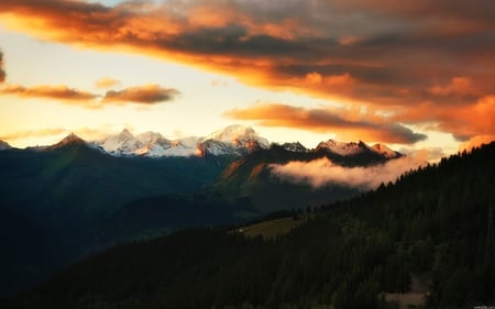 glorious beauty - nature, sky, mountain, photography, clouds, sunset