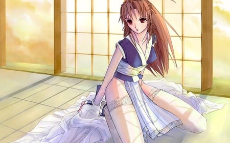 Anime Girl in a Dojo - girl, anime, dojo, martial arts