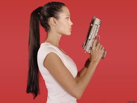 angelina jolie's big gun - angelina, gun