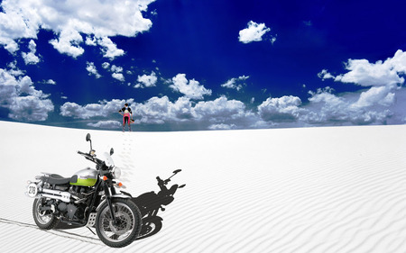 Desert Triumph - alone, bike, desert, triumph