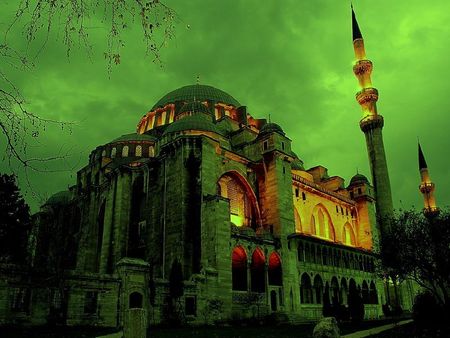 	green suleymaniye mosque,turkey - turkey, mosque, religious