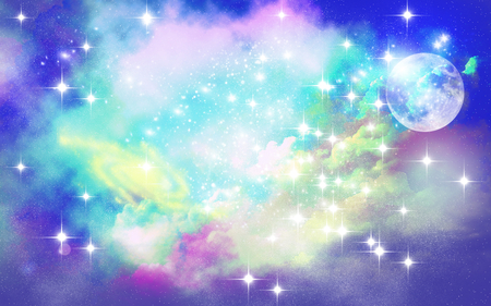 Outer Space - space, nebula, moon, dream, galaxy, colors, stars