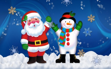 Christmas friends - ice, santa, new year, snowman, december, snow, winter, christmas