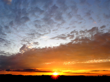 Orange Sunset - orange, sunset, clouds, red