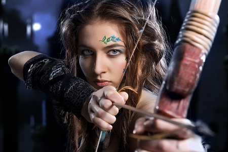 Lovely Robin Hood - bow and arrow, beautiful, girl, eyes, face, lovely