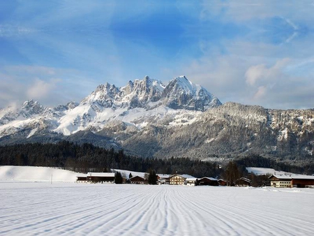 Wilder Kaiser, Austria - field, sky, mountain, snow