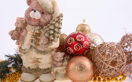 Xmas bears - christmas, bear, december, decoration, ball