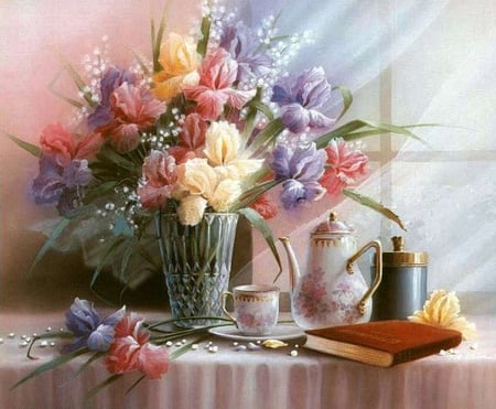 T. C. Chiu - painting, art, t c chiu, still life, flower