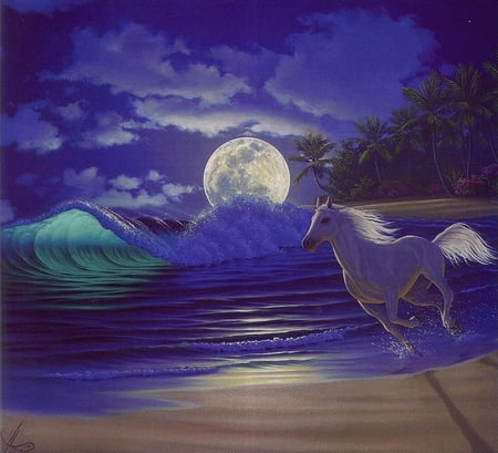 By Al Hogue - moon, al hogue, painting, night, art, horse