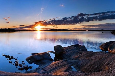 beach - beach, reef, sunset, cloud