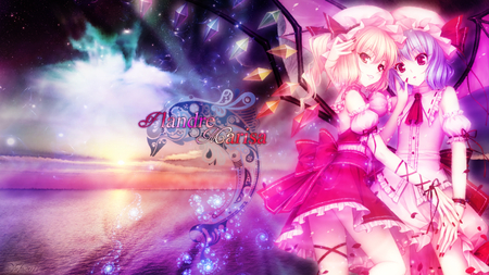 Flandre Marisa - digital, pretty, beautiful, anime, drawing, scarlet, girl, dress, marisa, flandre, sexy, cgi, painting, woman