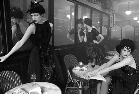 AT THAT TIME ... - paris, woman, vintage, look, photography, bw, cafe, bar