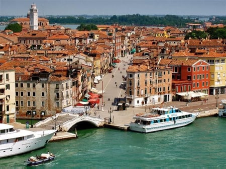 Bridge in Venice - bridge, venice, buildings, water