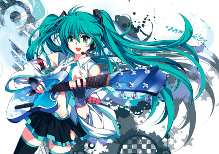 Hatsune miku - guitar, vocaloid, pico, twintails, aqua hair, hatsune miku