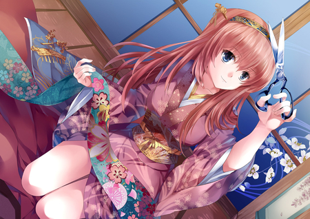 Vocaloid - vocaloid, japanese clothes, pico, megurine luka, kimono, long hair, pink hair, blue eyes