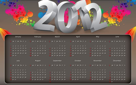 2012 Calender - calender, 2012, new year, beautiful