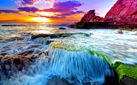 OCEAN FALLS - fun, morning, ocean, beach, sun, sunset, waves, nature, cool, clouds, stones, sea, cks