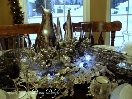 Christmas Table Centerpiece - house, christmas, table, interior, centerpiece