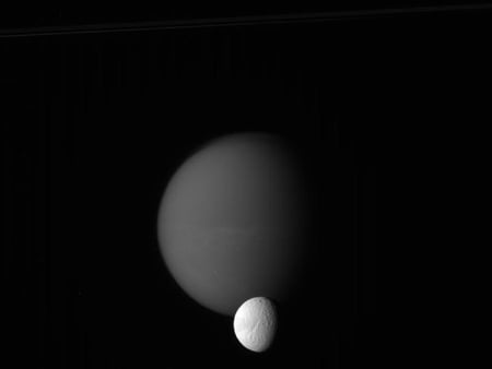 Titan and Tethys, Saturns Moons... - moon, under, of, the, love