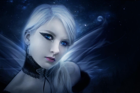 the_winter_fairy - fantasy, blue, girl, eyes, fairy