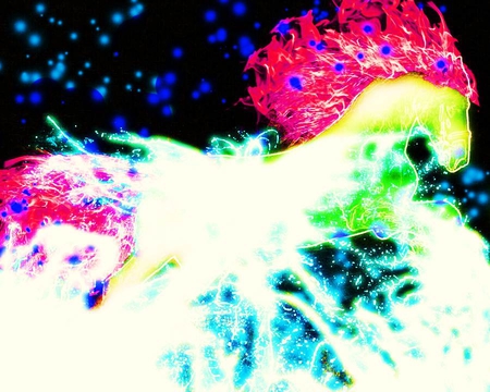 Horse Fireworks - abstract, colorful, horse, fireworks