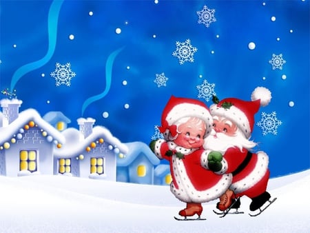 Mr. and Mrs. Claus - winter, village, collage, lord, christmas, holiday, lady, santa, ice