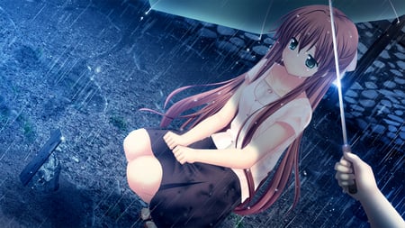 Rain Drops - beauty, aqua, wall, game, new, girl, cg art