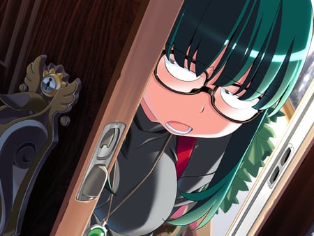 Popotan-Ai - popotan, anime, lock, door, necklace, glasses, funny, green, ai, other