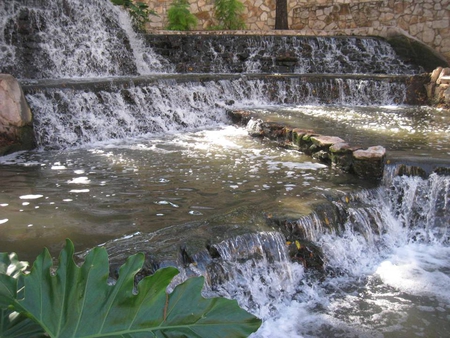 Small Waterfall - vegetation, water, waterfall, rocks, sun