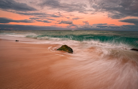 Sunset-HDR - nice, beauty, sky, beach, photography, water, great, sunset, amazing, view, pretty, cool, clouds, hdr, sand, ocean, landscape, soft, lovely, waves, nature, beautiful, scenery, stones, sunrise, sea