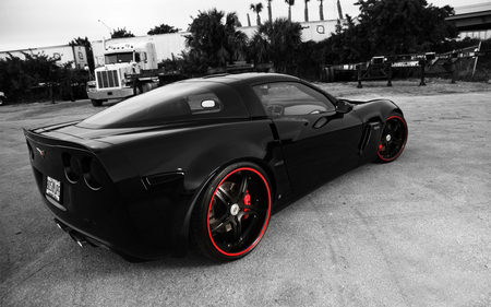 Vossen corvette - corvette, black, chevy, vossen