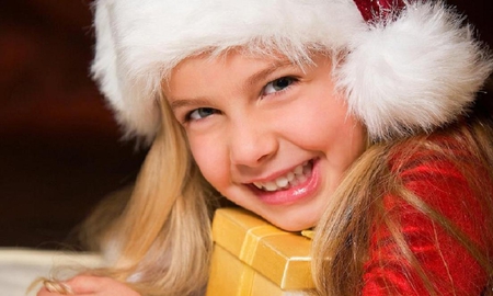 Santa little girl - pretty, girl, xmas, charistmas, smile, gifts, cute, santa hat