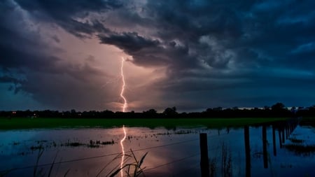 Lightning Strikes - clouds, stormy, bad weather, lightning