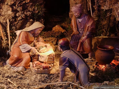 Christian Christmas - christmas, christian, manger, church