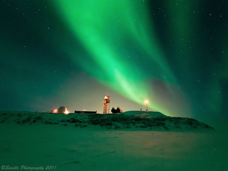 Aurora - borealis, night, green, sky