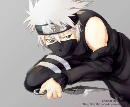 kakashi - ninja, weapon, black, short hair