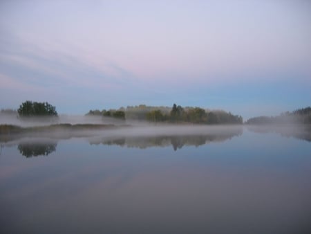 Foggy Lake - water, sky, lake, foggy