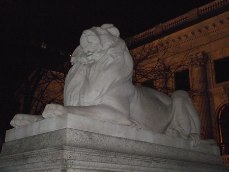 New York Library Lion - landmark, library, statue, new york city