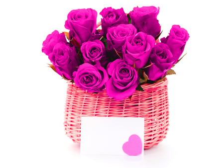 basket of pink flowers - basket, lovely, roses, pink