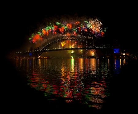 New Year Celebrations - sydney, new year, colors, night, fireworks, bridge, australia