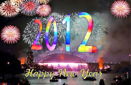 Happy New Year - holiday, fireworks, 2012, new year