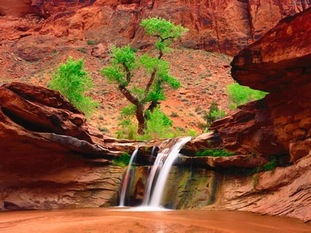 Desert cascade - fall, nature, desert, waterfall, cascade, stones, rocks